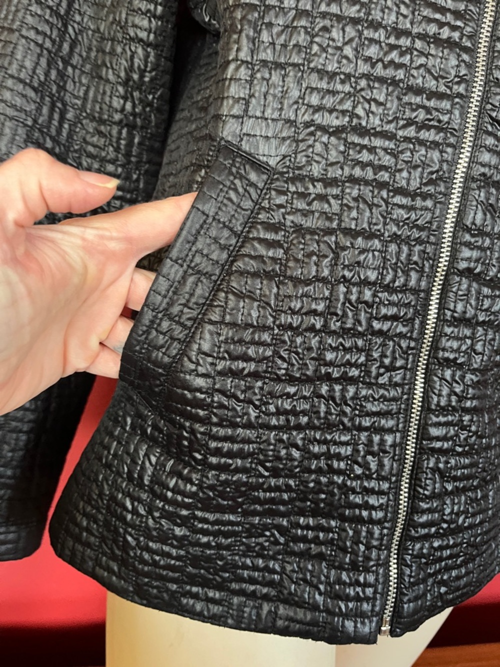 Like new Sag Harbor Black Quilted Metal Zip-Front Lined Jacket - Picture 6 of 13